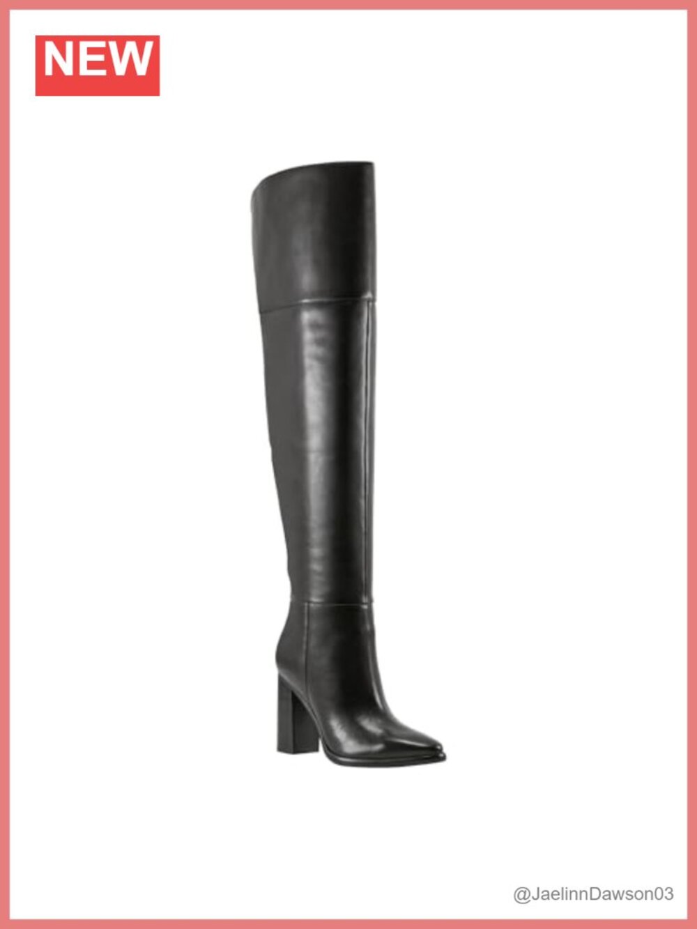 Over-the-Knee Leather Block Heel Pointed Toe Dress Boots
